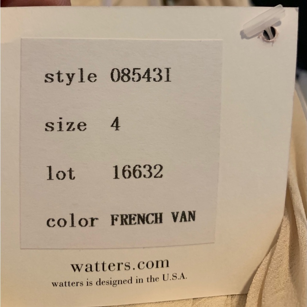 Watters & Watters Micah Dress Crinkle Chiffon Halter French Vanilla Sz 4 NWT - Picture 6 of 7